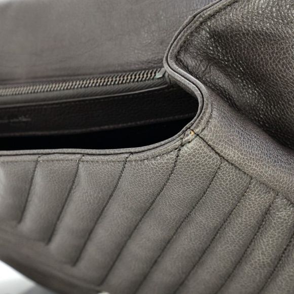 Saint Laurent Classic Monogram College Bag Matelasse Chevron Leather Large Gray - Picture 11 of 12